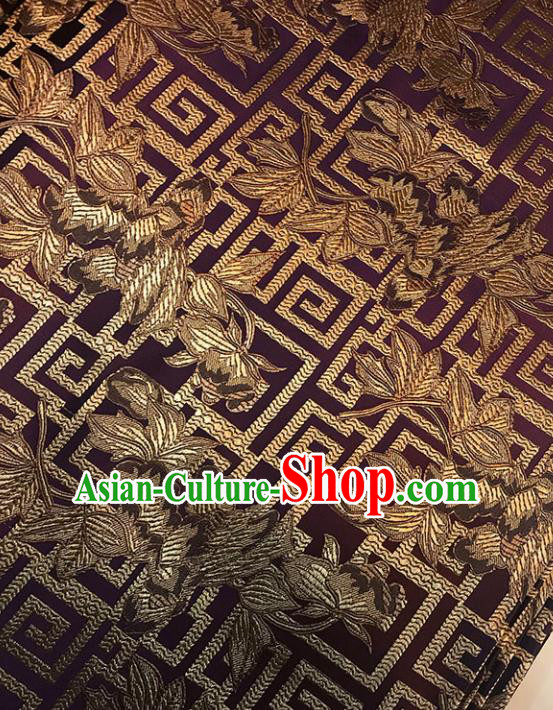 Asian Chinese Traditional Pattern Purple Brocade Fabric Silk Fabric Chinese Fabric Material