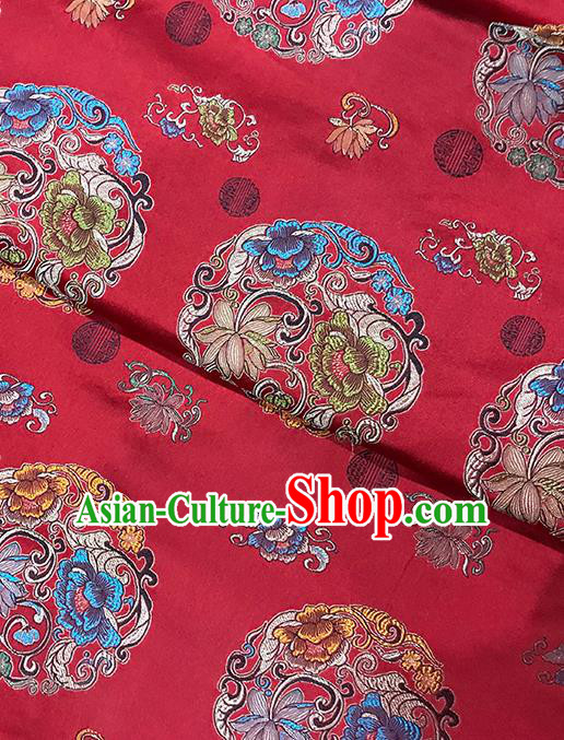 Red Brocade Asian Chinese Traditional Peony Pattern Fabric Silk Fabric Chinese Fabric Material