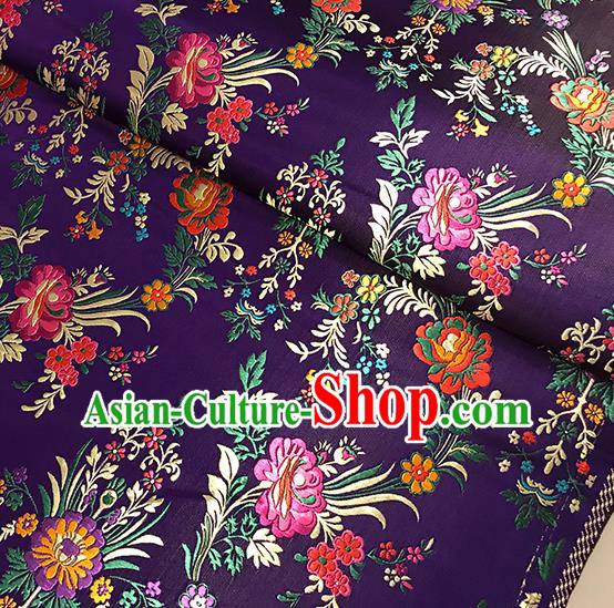 Asian Purple Brocade Chinese Traditional Begonia Pattern Fabric Silk Fabric Chinese Fabric Material