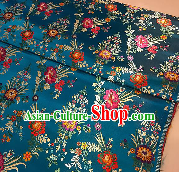 Asian Blue Brocade Chinese Traditional Begonia Pattern Fabric Silk Fabric Chinese Fabric Material