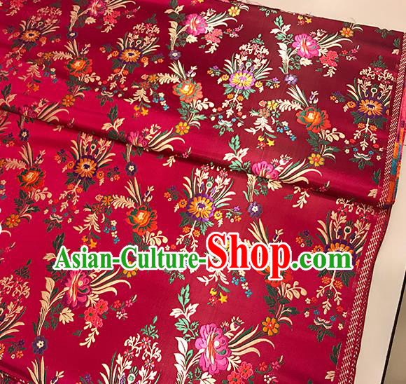 Asian Wine Red Brocade Chinese Traditional Begonia Pattern Fabric Silk Fabric Chinese Fabric Material