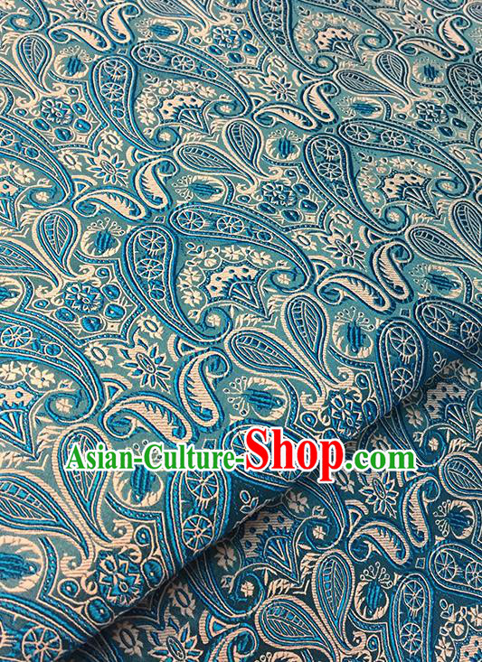 Asian Chinese Blue Brocade Traditional Pattern Fabric Silk Fabric Chinese Fabric Material