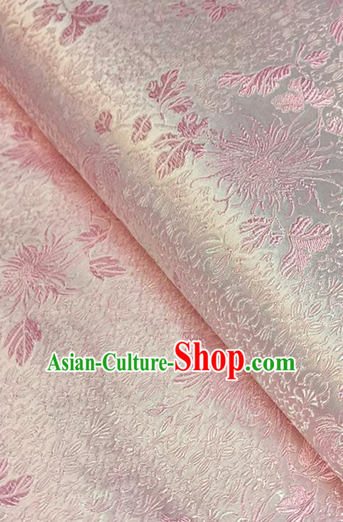 Asian Chinese Pink Brocade Traditional Chrysanthemum Pattern Fabric Silk Fabric Chinese Fabric Material