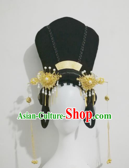 Chinese Traditional Ancient Classical Dance Hair Accessories Folk Dance Hairpins and Wigs for Women