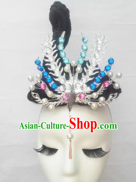 Chinese Traditional Classical Dance Hair Accessories Folk Dance Wig and Phoenix Headwear for Women