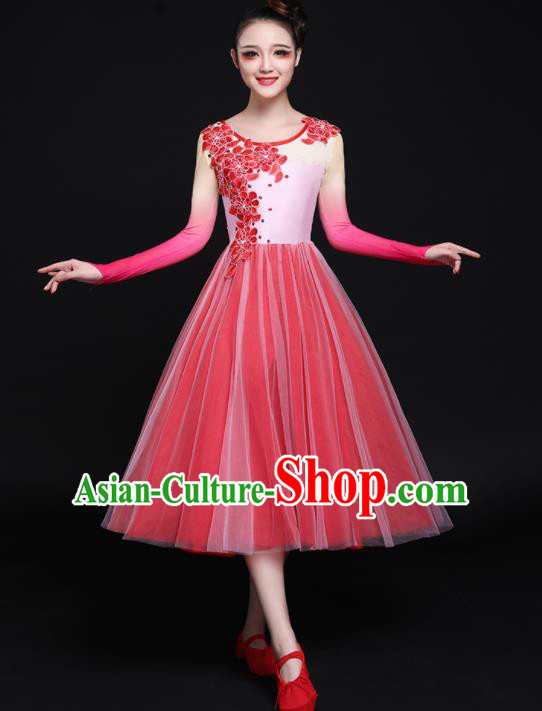 Professional Chorus Costumes Modern Dance Red Dress for Women