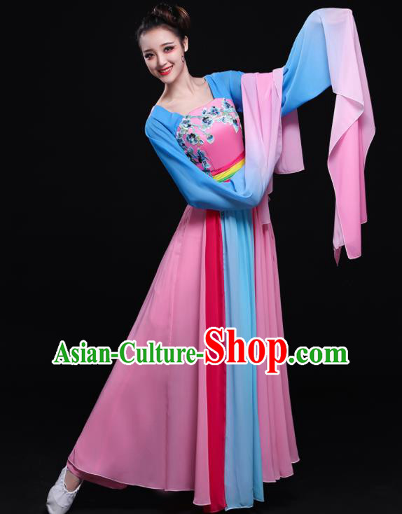 Chinese Traditional Classical Dance Water Sleeve Dress Umbrella Dance Costume for Women