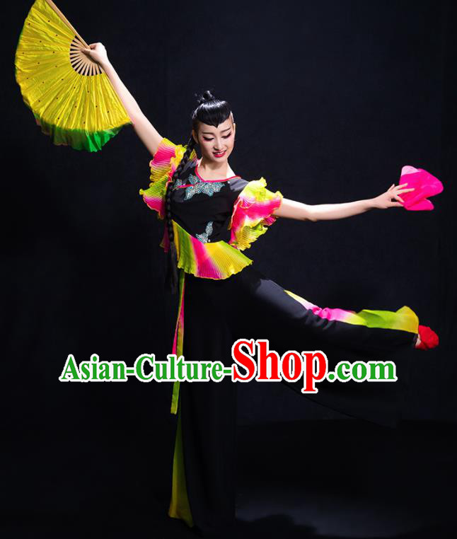 Chinese Traditional Yangko Dance Black Clothing Classical Dance Costume for Women