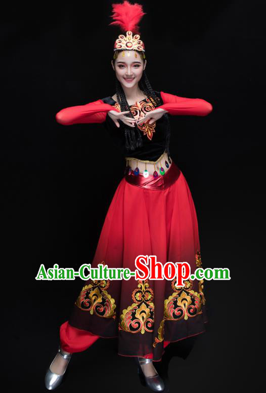 Chinese Traditional Uigurian Folk Dance Clothing Uyghur Nationality Classical Dance Costume for Women