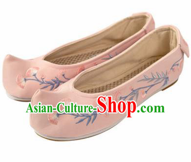 Asian Chinese Ancient Pink Embroidered Shoes Traditional Hanfu Shoes Embroidered Shoes for Women