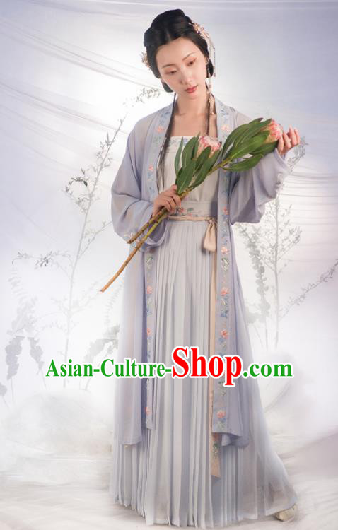 Traditional Chinese Song Dynasty Purple Costumes Ancient Fairy Embroidered Hanfu Dress for Women