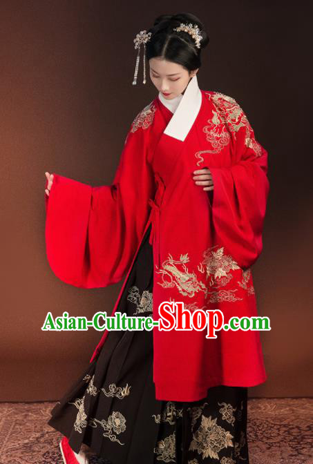 Traditional Chinese Ming Dynasty Wedding Embroidered Costumes Complete Set for Rich Women