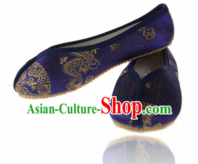 Asian Chinese Ancient Purple Cloth Shoes Traditional Hanfu Shoes for Kids