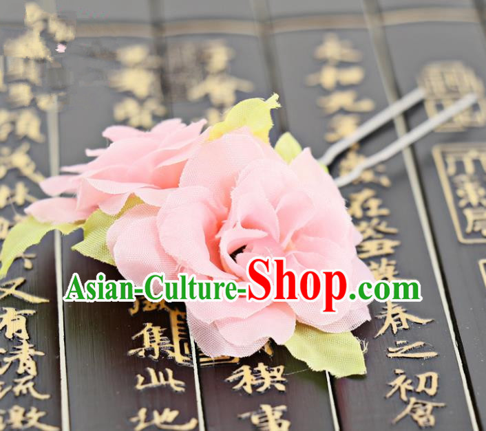 Chinese Traditional Hair Accessories Ancient Tang Dynasty Pink Peony Hairpins for Women