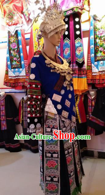 Traditional Chinese Miao Nationality Dance Clothing Hmong Ethnic Minority Costumes and Headwear