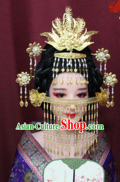 Chinese Traditional Handmade Hair Accessories Phoenix Coronet Tassel Hairpins for Women