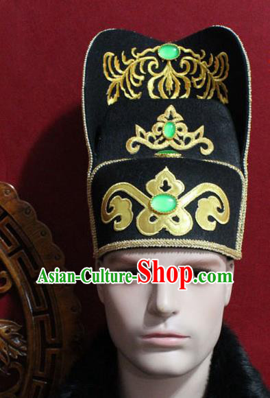 Chinese Traditional Royal Highness Hair Accessories Ancient Tang Dynasty Chancellor Black Hat for Men