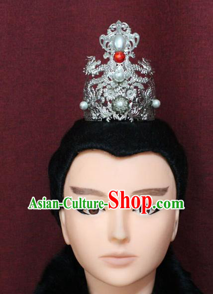 Chinese Traditional Swordsman Hair Accessories Ancient Han Dynasty Prince Dragons Hairdo Crown for Men