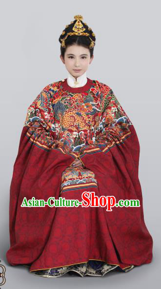 Chinese Ancient Ming Dynasty Imperial Empress Hanfu Dress Embroidered Costumes for Women