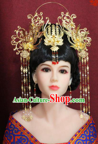 Chinese Handmade Tang Dynasty Queen Phoenix Coronet Ancient Palace Hair Accessories Hairpins for Women