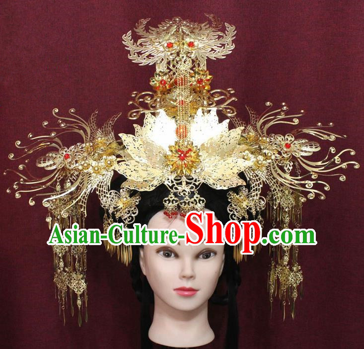 Chinese Handmade Tang Dynasty Queen Peony Phoenix Coronet Ancient Palace Hair Accessories Hairpins for Women