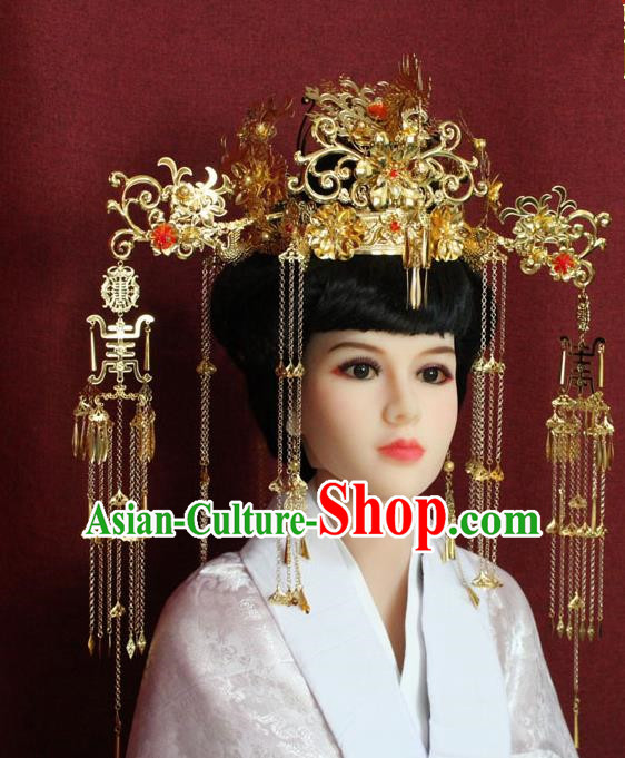 Chinese Handmade Hairpins Ancient Bride Phoenix Coronet Hair Accessories for Women