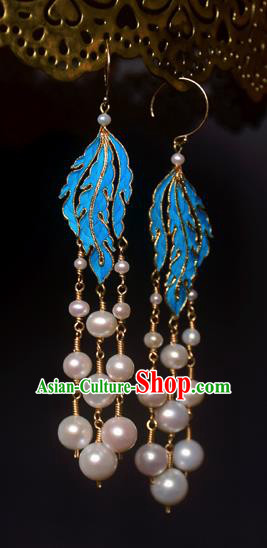 Asian Chinese Traditional Jewelry Accessories Palace Pearls Tassel Earrings for Women