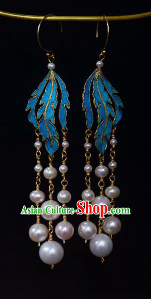 Asian Chinese Traditional Jewelry Accessories Palace Pearls Tassel Phoenix Earrings for Women