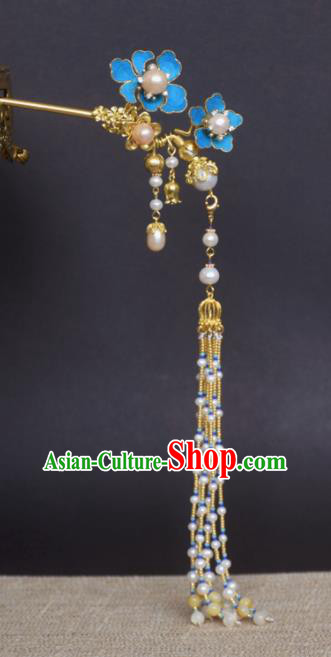 Chinese Handmade Princess Hanfu Pearls Tassel Hair Clip Hairpins Ancient Hair Accessories for Women