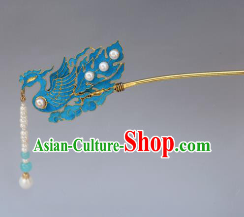 Chinese Ancient Qing Dynasty Tian-Tsui Phoenix Hairpins Handmade Hair Accessories for Women