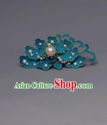 Chinese Ancient Qing Dynasty Flowers Pearls Hair Comb Hair Accessories Handmade Hairpins for Women