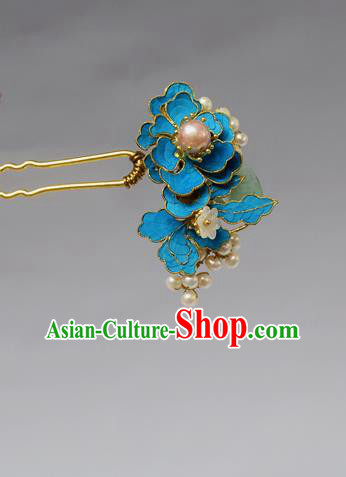 Chinese Ancient Qing Dynasty Palace Hair Accessories Handmade Tian-Tsui Pearls Hairpins for Women