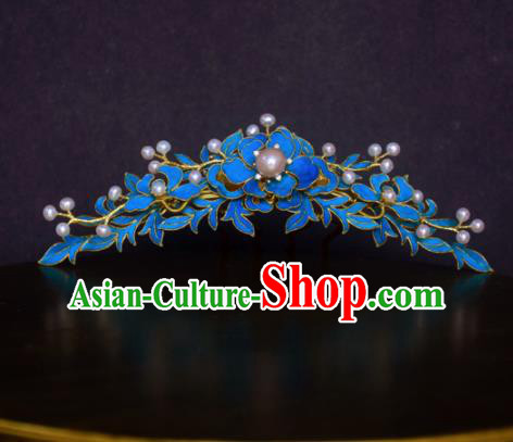 Chinese Handmade Princess Hanfu Hairpins Blueing Hair Comb Ancient Hair Accessories for Women