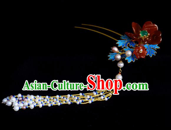 Chinese Handmade Princess Hanfu Hairpins Pearls Tassel Hair Clip Ancient Hair Accessories for Women
