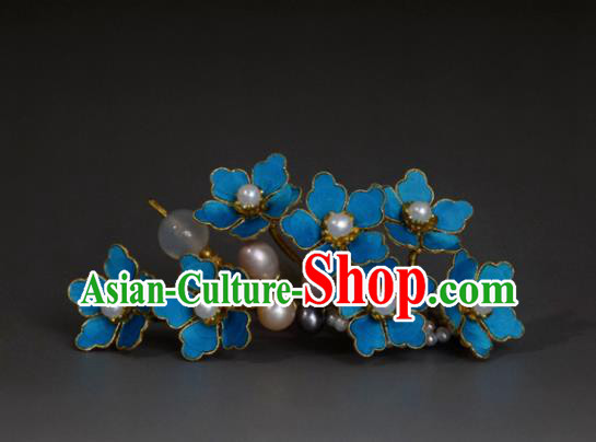 Chinese Handmade Princess Hanfu Hairpins Pearls Flowers Hair Stick Ancient Hair Accessories for Women