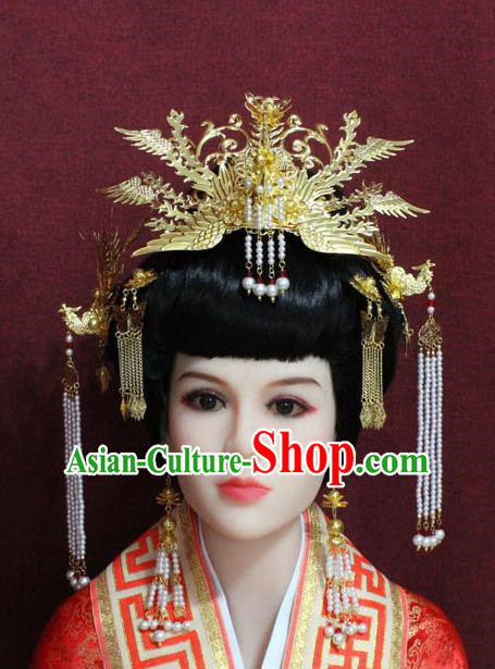 Chinese Handmade Princess Hairpins Ancient Phoenix Coronet Hair Accessories for Women