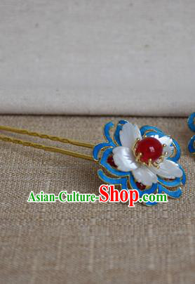 Chinese Qing Dynasty Agate Flowers Hairpins Hair Accessories Ancient Handmade Hanfu Hair Clip for Women