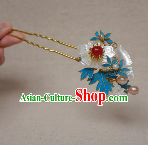 Chinese Qing Dynasty Palace Shell Butterfly Hairpins Hair Accessories Ancient Handmade Hanfu Hair Clip for Women