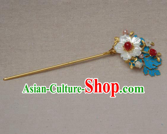 Chinese Ancient Qing Dynasty Princess Shell Hairpins Hair Accessories Handmade Hanfu Hair Clip for Women