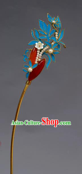 Chinese Ancient Qing Dynasty Princess Agate Hairpins Hair Accessories Handmade Hanfu Hair Clip for Women