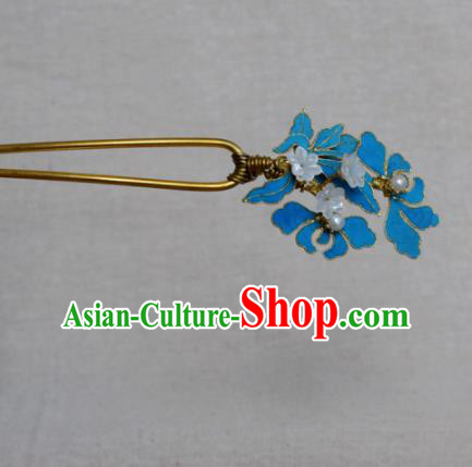 Chinese Handmade Hairpins Hair Accessories Ancient Hanfu Blueing Hair Clip for Women