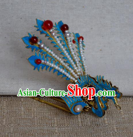 Chinese Qing Dynasty Agate Phoenix Hairpins Hair Accessories Ancient Handmade Hanfu Hair Clip for Women