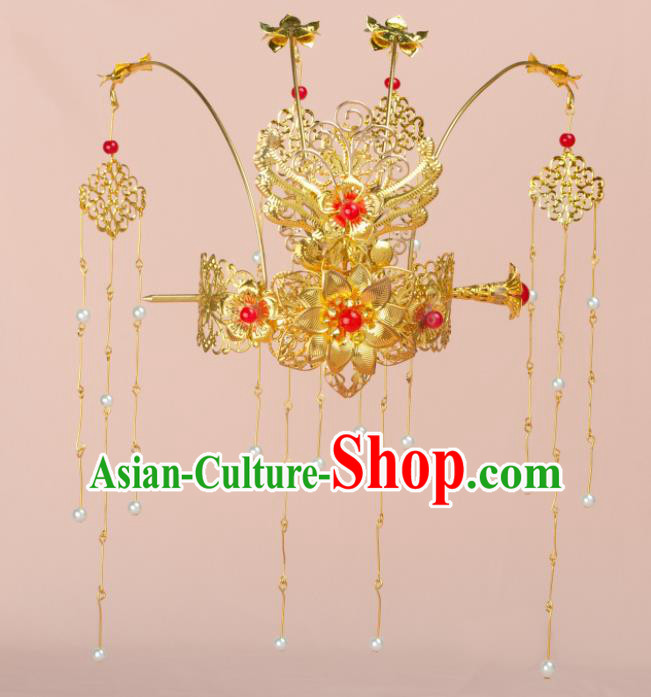 Chinese Ancient Hair Accessories Hanfu Phoenix Coronet Handmade Hairpins for Women