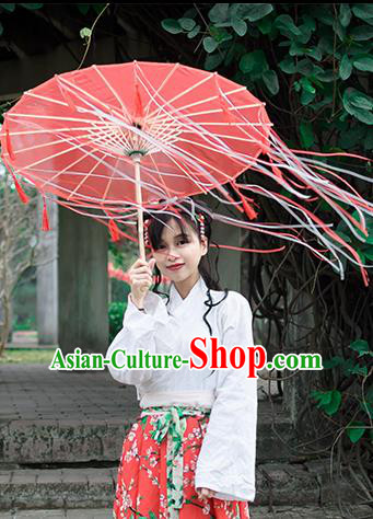 Chinese Traditional Red Paper Umbrella Ancient Swordswoman Oil-paper Umbrella for Women