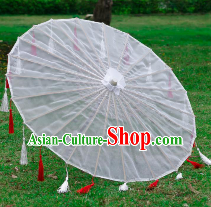 Chinese Traditional White Paper Umbrella Ancient Swordswoman Oil-paper Umbrella for Women