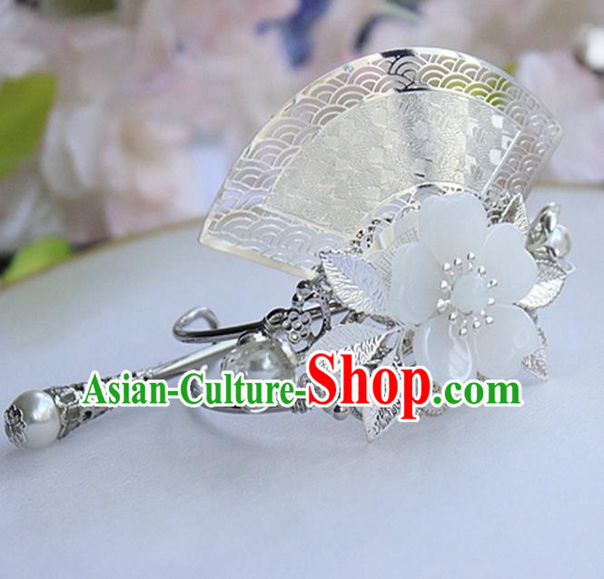 Chinese Ancient Hair Accessories Hanfu Fan-Shape Hairdo Crown Handmade Hairpins for Women