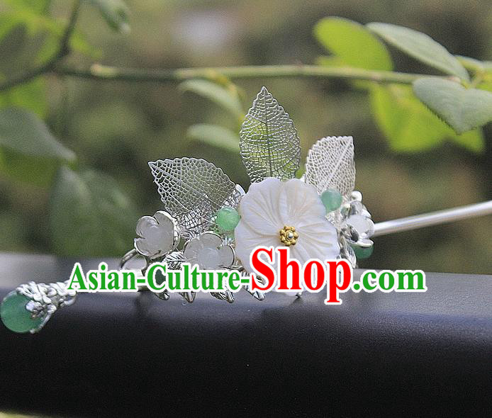 Chinese Ancient Hair Accessories Hanfu Shell Flower Hairdo Crown Handmade Hairpins for Women