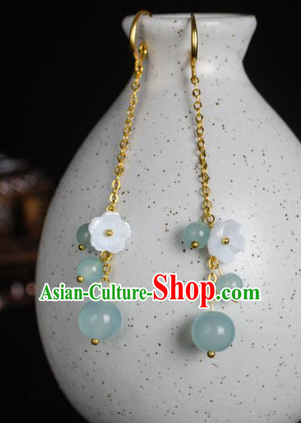 Asian Chinese Traditional Jewelry Accessories Hanfu Green Beads Earrings for Women