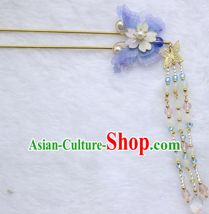 Chinese Ancient Hair Accessories Hanfu Butterfly Step Shake Handmade Hairpins for Women