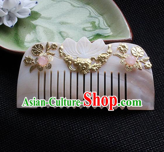 Chinese Ancient Hair Accessories Classical Shell Hair Comb Hanfu Handmade Hairpins for Women